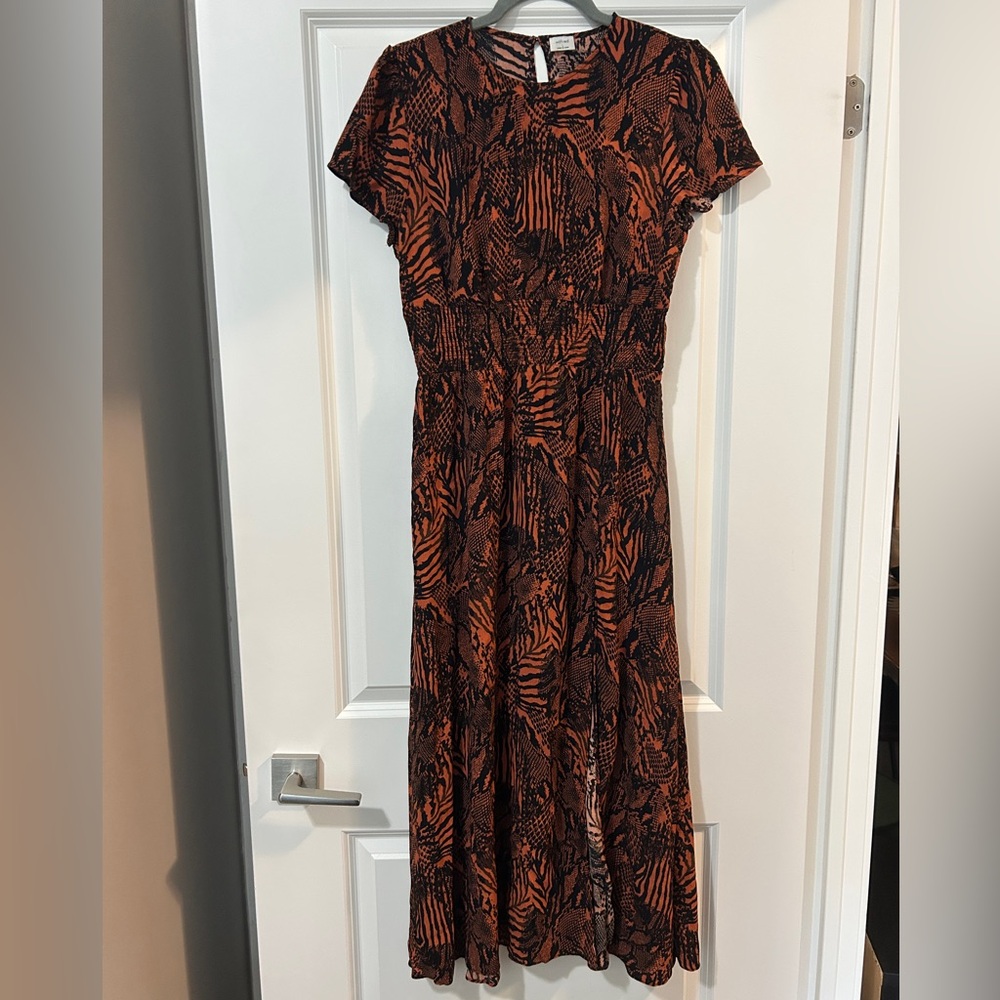Wilfred Black and Orange Maxi Dress Moroccan Spice Print in size L